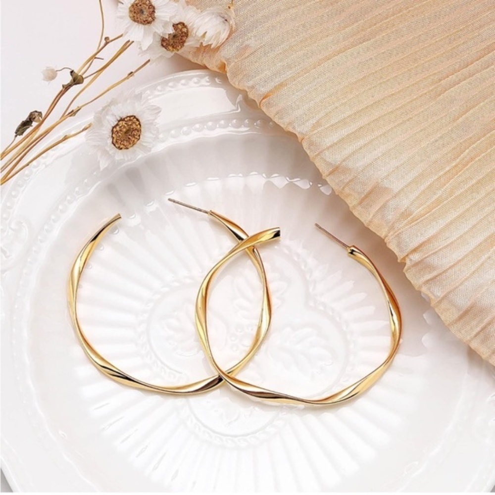 Gold 14k Gold Plated Twist Hoop Earrings